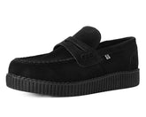 T.U.K. Shoes F9982 Black Suede Penny Loafer Viva Low Creeper