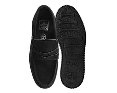 T.U.K. Shoes F9982 Black Suede Penny Loafer Viva Low Creeper