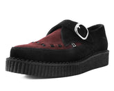 T.U.K. Shoes A9592 Black & Burgundy Suede Pointed Buckle Creeper
