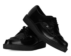 T.U.K. Shoes A8533 Black Leather Lace Up Pointed Creeper