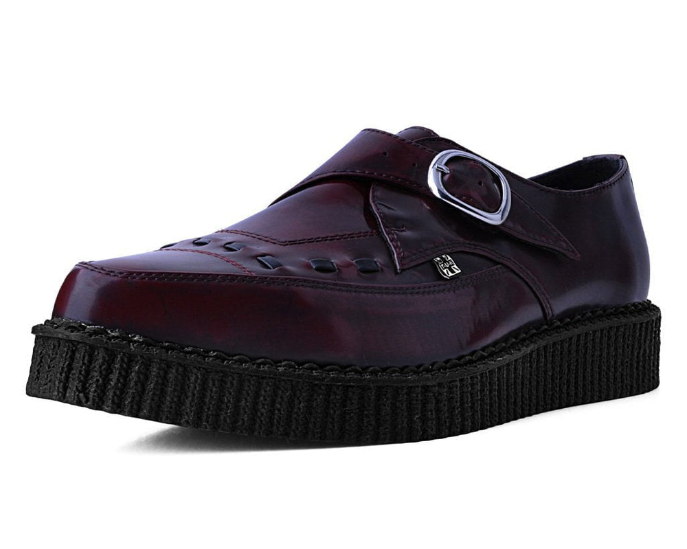 T.U.K. Shoes A9856 Burgundy Rub Off TUKskin™ Monk Buckle Creeper