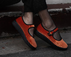 T.U.K. Shoes F3215L Orange Corduroy Viva Low Mary Jane