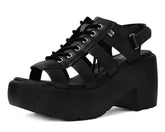 T.U.K. Shoes A9962L Black Lace Up Bubble Heel