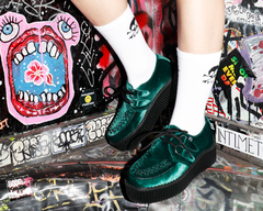 T.U.K. Shoes V8535 Emerald Green Velvet Viva Mondo Creeper