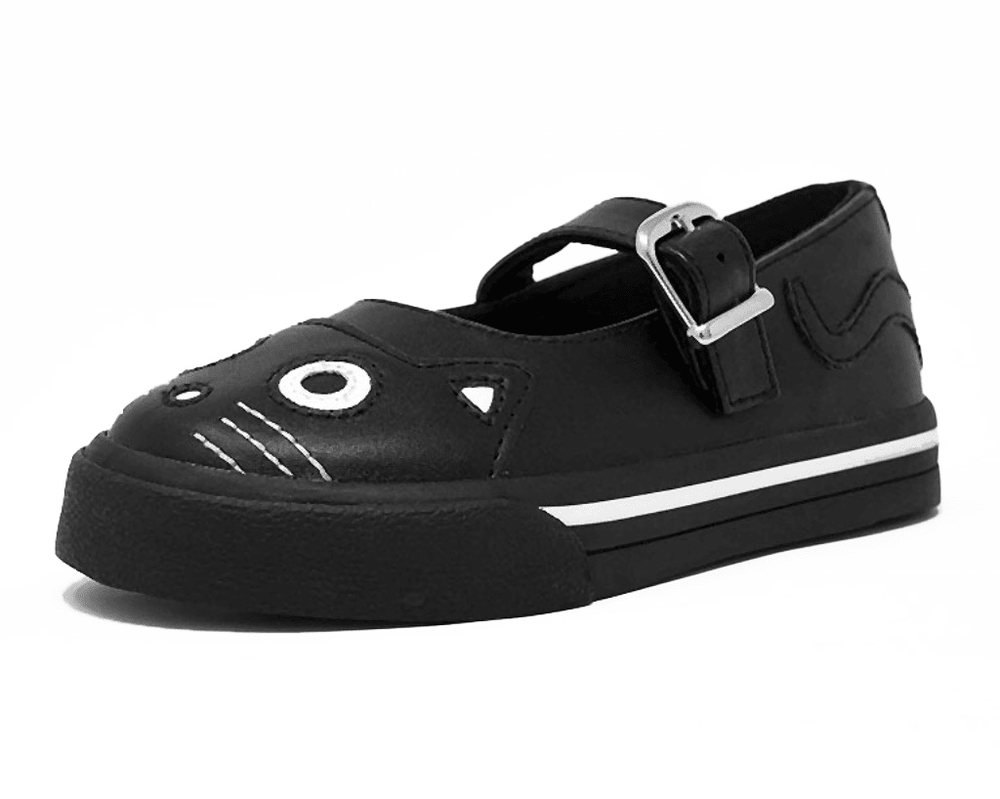 T.U.K. Shoes A9725B Black & White Kitty Mary Jane Toddler Sneaker