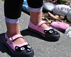 T.U.K. Shoes A9726B Black & Pink Kitty Mary Jane Toddler Sneaker