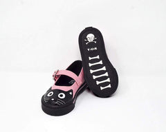 T.U.K. Shoes A9726B Black & Pink Kitty Mary Jane Toddler Sneaker