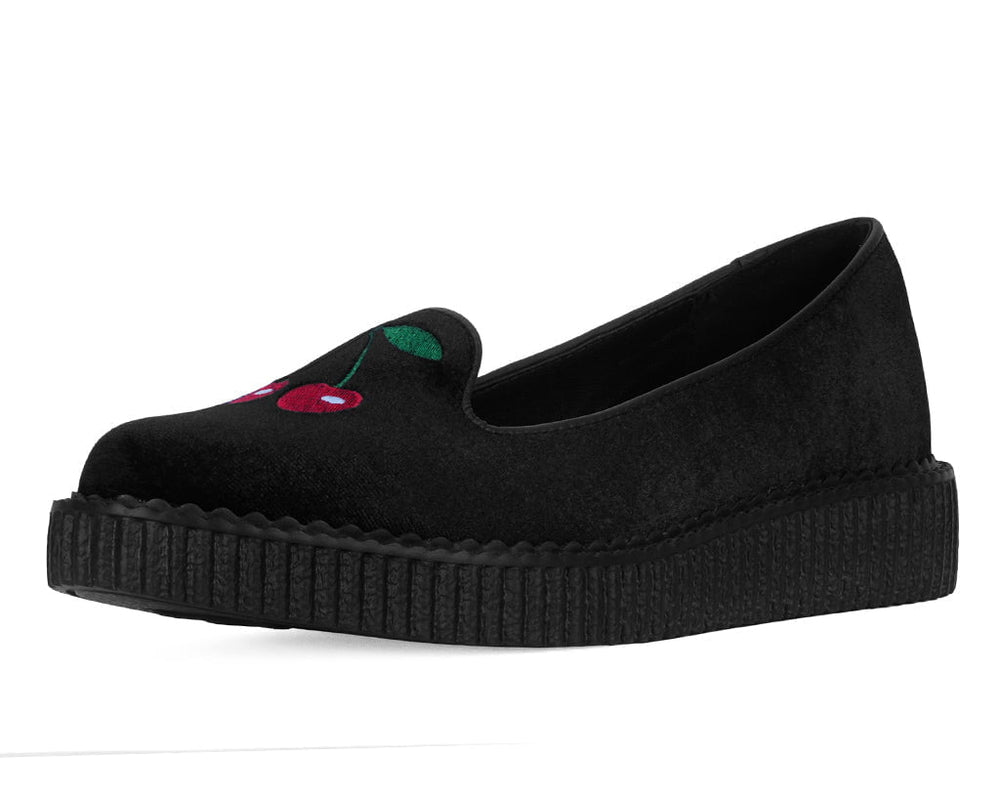 T.U.K. Shoes A3338L Black Velvet Cherry Ballet Flat