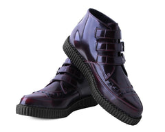 T.U.K. Shoes A3170 Burgundy Rub-Off 3-Buckle Pointed Creeper Boot
