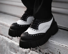 T.U.K. Shoes T2338 Black & White TUKskin™ Anarchic Airship Brogue
