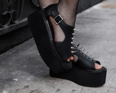 T.U.K. Shoes S3348 Black TUKskin Spike Strato Sandal