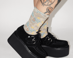 T.U.K. Shoes TSK1153 Beige Floral Sock TSK1153-OS