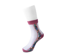 T.U.K. Shoes TSK1079 Blush Stripe Floral Sheer Sock TSK1079-OS
