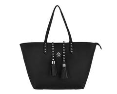 T.U.K. Shoes BG01 Black Studded Tassel Tote Bag BG01-OS