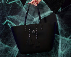 T.U.K. Shoes BG01 Black Studded Tassel Tote Bag BG01-OS