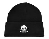 T.U.K. Shoes HT03-OS Black Skull Embroidery Beanie HT03-OS