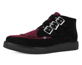 T.U.K. Shoes A3290 Black & Burgundy 3-Buckle Pointed Creeper Boot