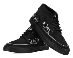 T.U.K. Shoes Black Canvas 5 Eye Bondage Strap Sneaker