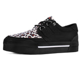 T.U.K. Shoes A3444 Black & Leopard Canvas Platform Creeper Sneaker
