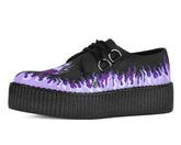 T.U.K. Shoes V3409 Black & Purple Flaming Heart Viva Mondo Creeper