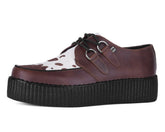 T.U.K. Shoes V3410 Brown Leather Cow Print Viva Mondo Creepers