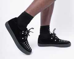 T.U.K. Shoes A3152 Black Suede Studded D-Ring Sneaker