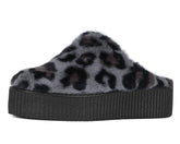 T.U.K. Shoes V3445L Grey Leopard Faux Fur Creeper Mule