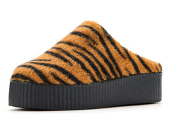 T.U.K. Shoes V3446L Tiger Stripe Faux Fur Creeper Mule