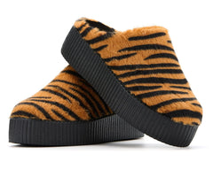 T.U.K. Shoes V3446L Tiger Stripe Faux Fur Creeper Mule