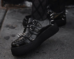 T.U.K. Shoes V3341 Black Leather Spike Viva Mondo Creeper