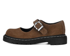 T.U.K. Shoes T2359 Brown Suede Flower Buckle Mary Jane