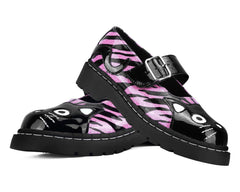 T.U.K. Shoes T2365 Black & Pink Zebra Kitty Mary Jane