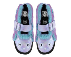 T.U.K. Shoes Teal & Pink Furry Kitty Mary Jane