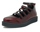 T.U.K. Shoes A9902L Burgundy Rub-Off Multi Strap Pointed Mary Jane