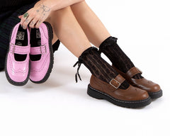T.U.K. Shoes T2349 Brown Leather Brogue Mary Jane
