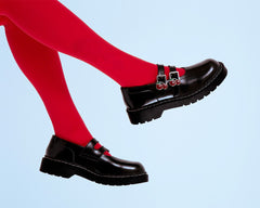 T.U.K. Shoes T2345 Black Leather Cherry Buckle Mary Jane