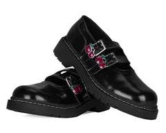 T.U.K. Shoes T2345 Black Leather Cherry Buckle Mary Jane