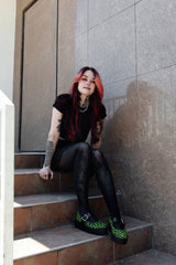T.U.K. Shoes V3413L Green Leopard Cow Hair Mondo Mary Jane