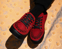 T.U.K. Shoes A3316 Red Suede Lace-Up Creeper Sneaker