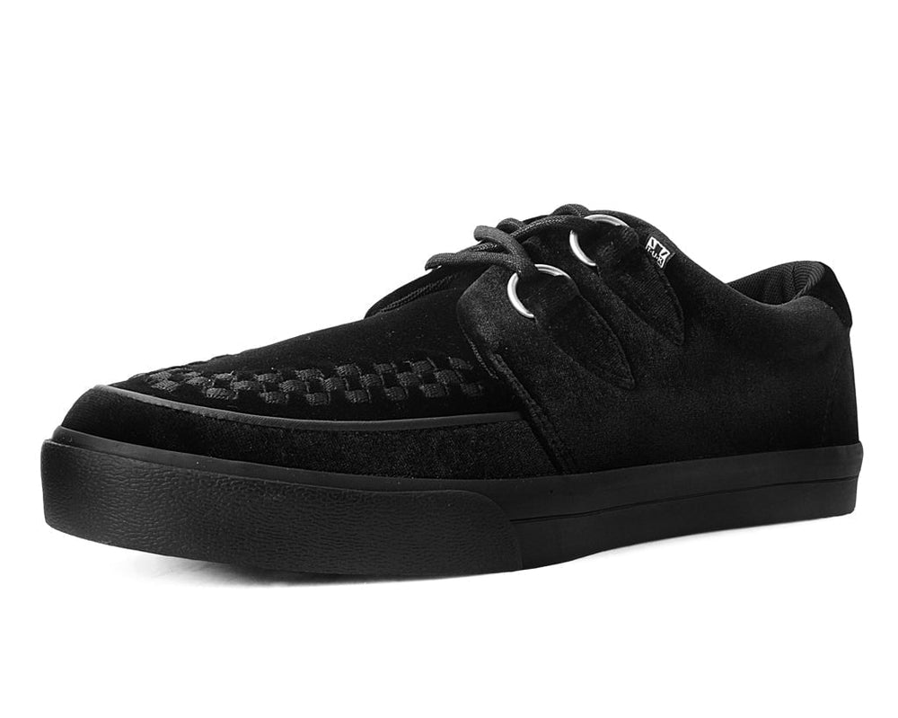 T.U.K. Shoes A9983 Black Velvet D-Ring Interlace Sneaker