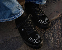T.U.K. Shoes A3353 Black Suede Studded Creeper Sneaker