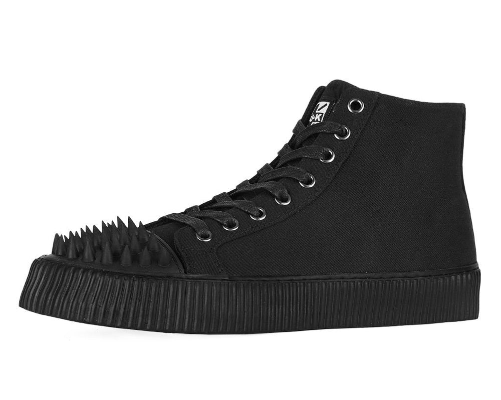 T.U.K. Shoes A3429 Black Twill Spiked Toe 8 Eye Sneaker Boot