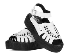 T.U.K. Shoes V3359L White Leather Interlace Viva Mondo Sandal