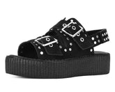 T.U.K. Shoes V3343L Black Suede Flat Stud Viva Mondo Sandal