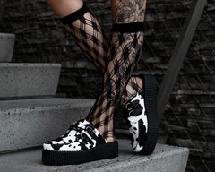 T.U.K. Shoes V3357L Cow Print Creeper Mule