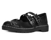 T.U.K. Shoes A3363L Black Leather 2-Buckle Kitty Mary Jane