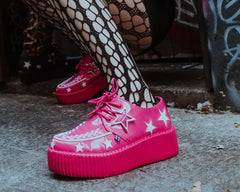 T.U.K. Shoes V3265 Pink & White Star Viva Mondo Creeper