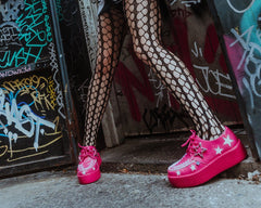 T.U.K. Shoes V3265 Pink & White Star Viva Mondo Creeper