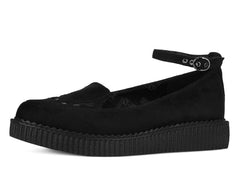 T.U.K. Shoes A3418L Black Pointed Interlace Ballet Strap Creeper