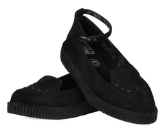 T.U.K. Shoes A3418L Black Pointed Interlace Ballet Strap Creeper